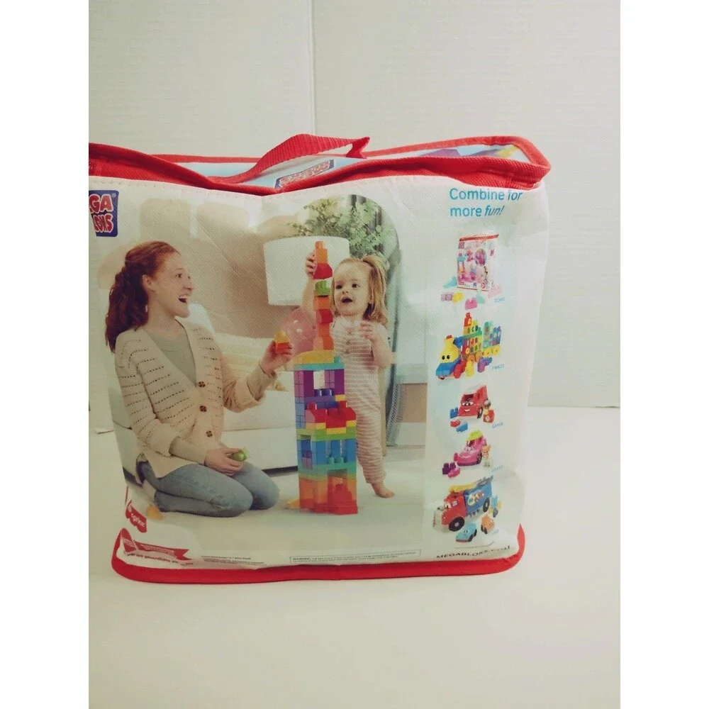 Mega Bloks 80-Piece Interlocking Blocks Set, Age 1+, Storage Carry Bag